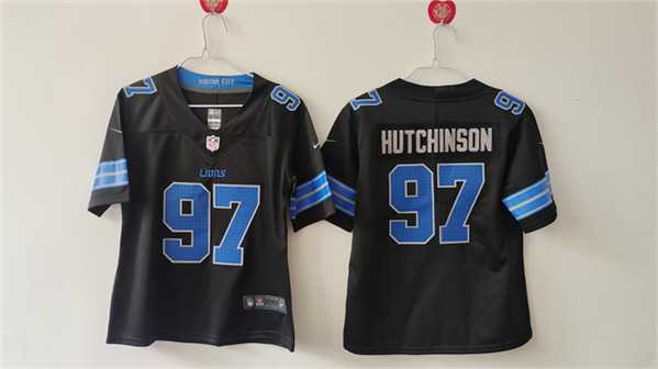 Women%27s Detroit Lions #97 Aidan Hutchinson Black Vapor Stitched Jersey->women nfl jersey->Women Jersey